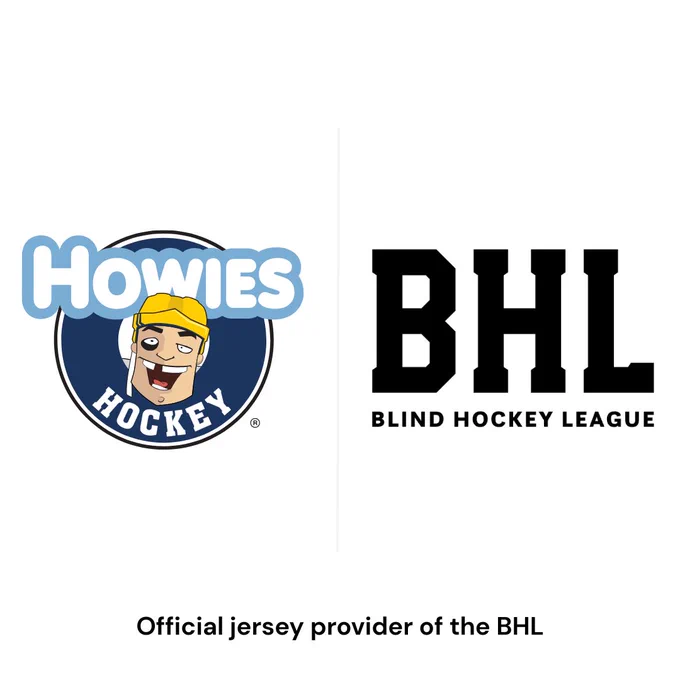 Howie's Hockey and BHL logo side-by-side. How is Hockey tape has an emoticon of a hockey player wearing a yellow helmet and a missing tooth.