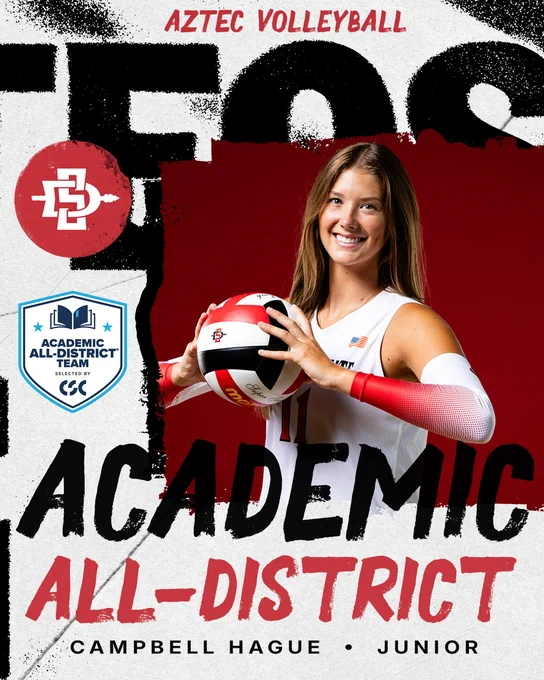 Aztec Volleyball - Campbell Hague CSC Academic All-District Graphic - 12.16.25