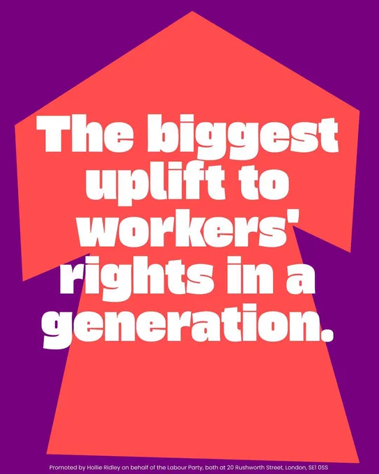 Big arrow...Text: The biggest uplift to workers' rights in a generation.