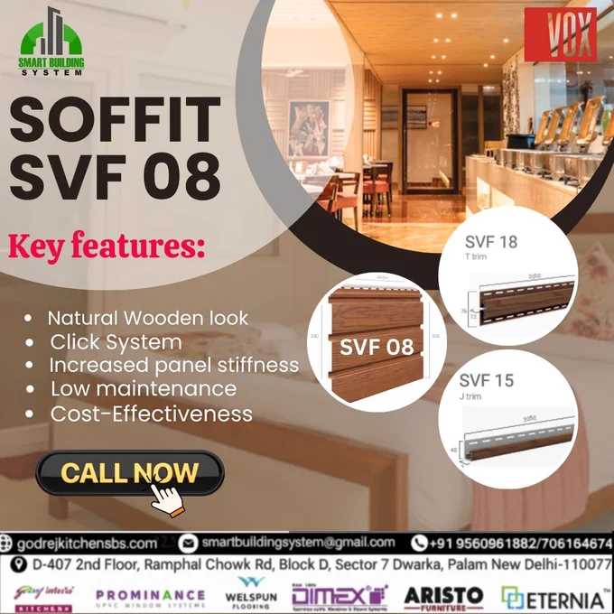 Upgrade your interiors with SOFFIT SVF 08 ✨
A perfect blend of natural wooden aesthetics, smart click system & long-lasting performance—designed for modern spaces that demand style and strength.

📞 Call now & transform your ceilings with elegance and efficiency!
.
.
Contact us for more details:🤗
📞 𝟗𝟏 𝟗𝟓𝟔𝟎𝟗𝟔𝟏𝟔𝟖𝟐/𝟕𝟎𝟔𝟏𝟔𝟒𝟔𝟕𝟔𝟒
🌐𝐠𝐨𝐝𝐫𝐞𝐣𝐤𝐢𝐭𝐜𝐡𝐞𝐧𝐬𝐛𝐬.𝐜𝐨𝐦
📧𝐬𝐦𝐚𝐫𝐭𝐛𝐮𝐢𝐥𝐝𝐢𝐧𝐠𝐬𝐲𝐬𝐭𝐞𝐦@𝐠𝐦𝐚𝐢𝐥.𝐜𝐨𝐦
📍𝐃-𝟒𝟎𝟕 𝟐𝐧𝐝 𝐅𝐥𝐨𝐨𝐫, 𝐑𝐚𝐦𝐩𝐡𝐚𝐥 𝐂𝐡𝐨𝐰𝐤 𝐑𝐝, 𝐁𝐥𝐨𝐜𝐤 𝐃, 𝐒𝐞𝐜𝐭𝐨𝐫 𝟕 𝐃𝐰𝐚𝐫𝐤𝐚, 𝐏𝐚𝐥𝐚𝐦 𝐍𝐞𝐰 𝐃𝐞𝐥𝐡𝐢-𝟏𝟏𝟎𝟎𝟕𝟕
.
.
#SoffitCeiling #SVF08 #InteriorDesign #ModernInteriors #FalseCeiling #CeilingDesign #WoodenFinish #SmartBuildingSystem #CommercialInteriors #ResidentialInteriors #ArchitectsChoice #InteriorTrends #DesignInspiration #LuxuryInteriors