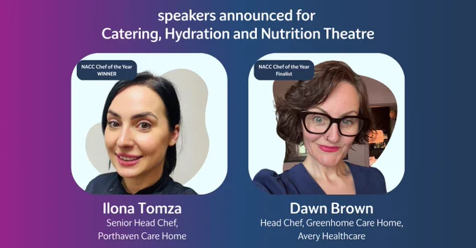 Introducing speakers Ilona and Dawn at the Catering, Hydration and Nutrition Theatre at Care Show London 2026