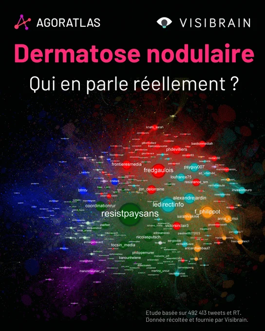 Agoratlas / Visibrain
Dermatose nodulaire : qui en parle réellement?
Cartographie des comptes analysés
