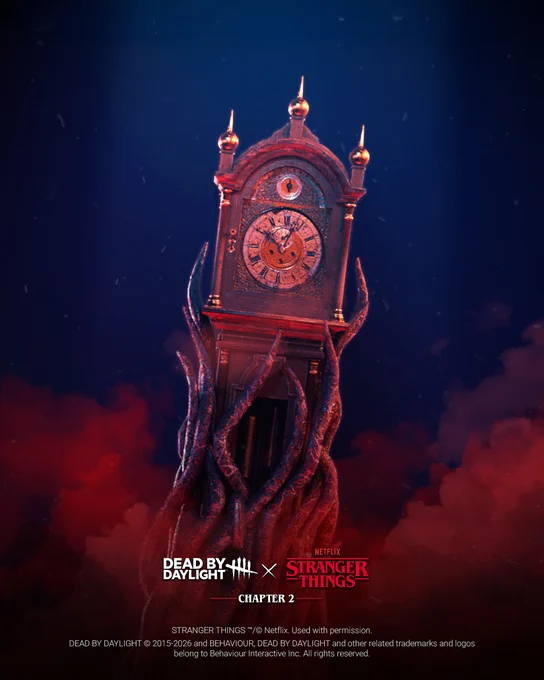 Grandfather clock against a dark background. 