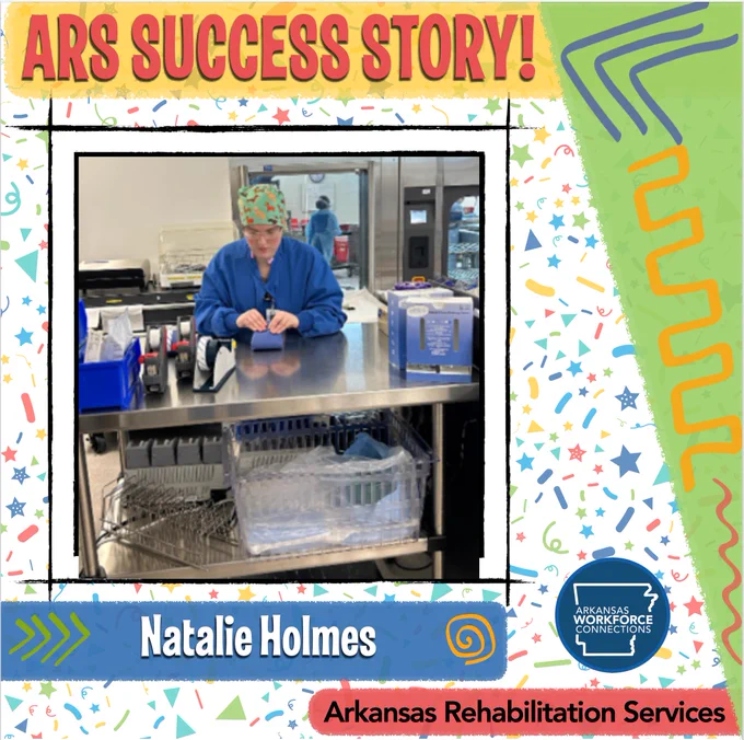 ARS Client Natalie Holmes is working at the Children's Hospital in Northwest Arkansas.