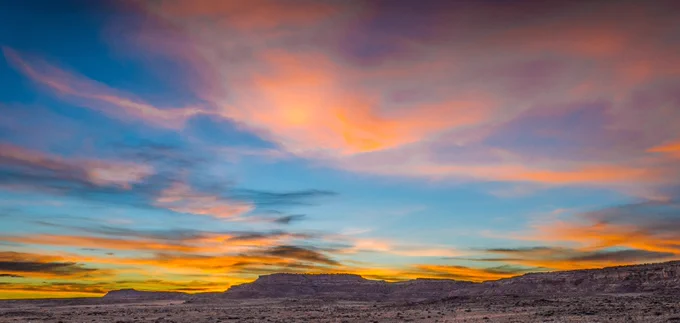 Chaco Culture National Historical Park at sunset.