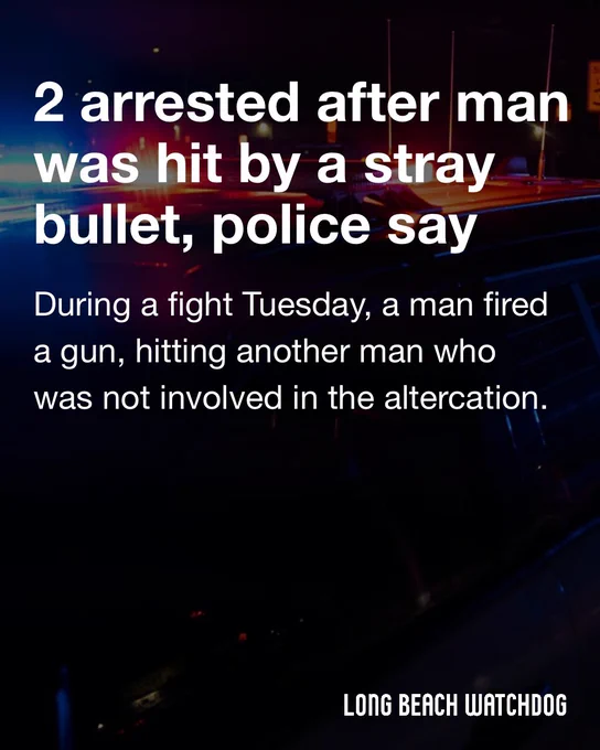 2 arrested after man was hit by a stray bullet, police say.
During a fight Tuesday, a man fired a gun, hitting another man who was not involved in the altercation.