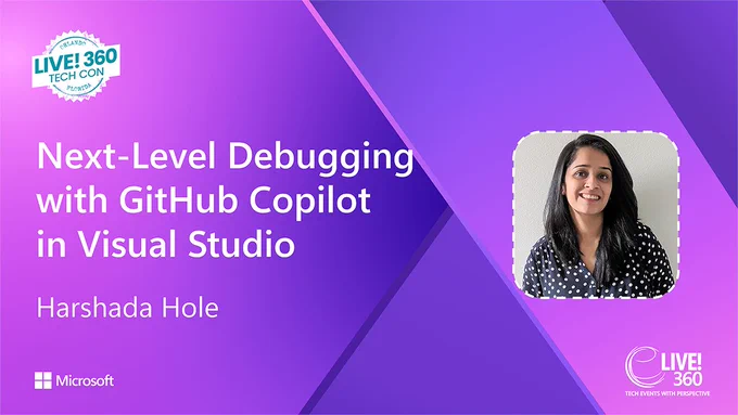 spot art.
Photo of presenter(s).
text reads: Next-Level Debugging with GitHub Copilot in Visual Studio