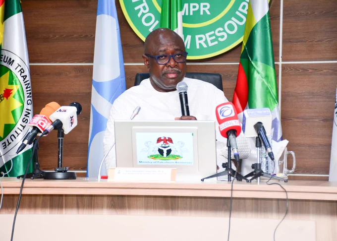 Honourable Minister of State Petroleum Resources (Oil) Sen. Heineken Lokpobiri Ph.d making his speech during the launch of ECM System Go Live ceremony Abuja
