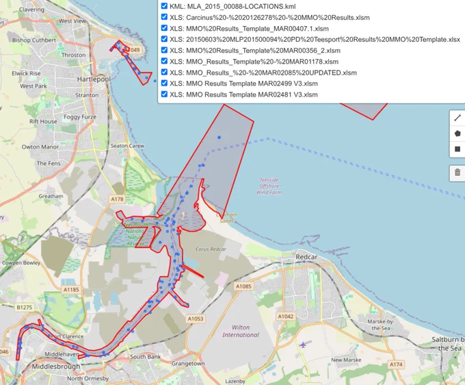 Each blue dot represents one of the locations sampled over the 10 years of the licence - big areas unsampled and even in dense sampling still 100m between samples.