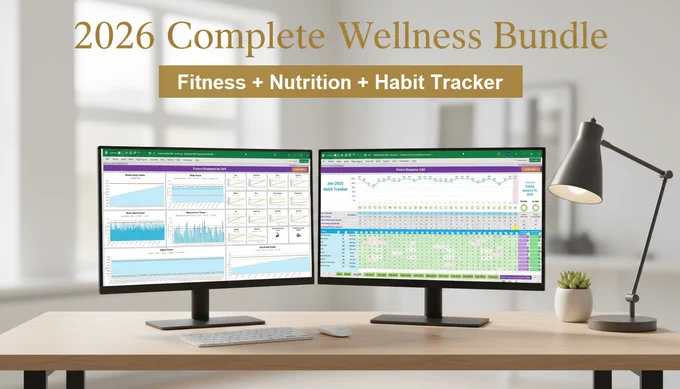 2026 Complete Wellness Bundle: Fitness, Nutrition & Daily Habit Tracker Spreadsheet