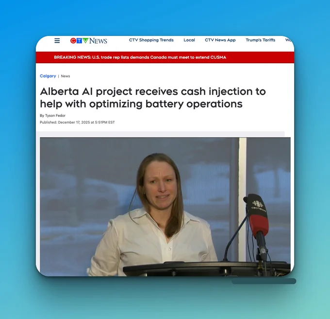https://www.ctvnews.ca/calgary/article/alberta-ai-project-receives-cash-injection-to-help-with-optimizing-battery-operations/