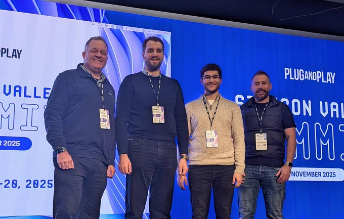 RootCause.ai Founders on Stage at the Plug & Play Silicon Valley Summit Nov 2025