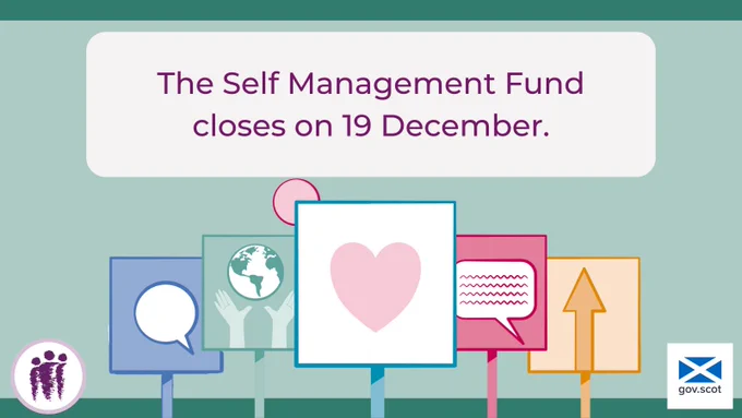 Graphic showing a reminder that the Self Management Fund application closes on 19 December with icons for communication, support, and growth.