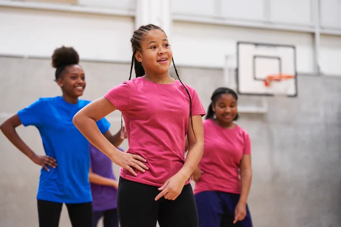 girls doing an activity class