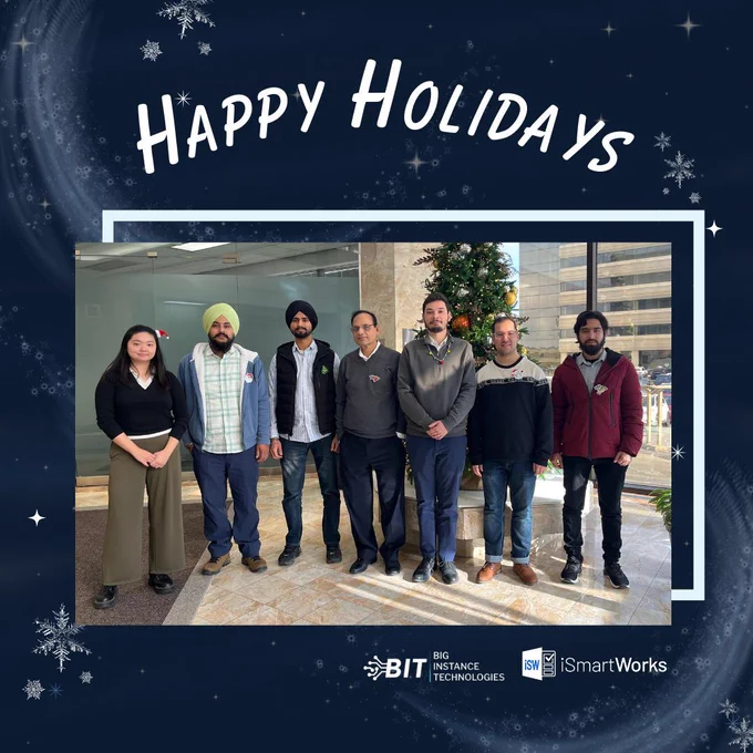 Holiday photo of Big Instance team