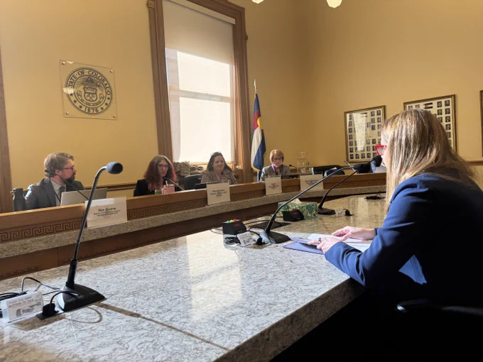 Chancellor DeSanctis presents to the Joint Technology Committee. 