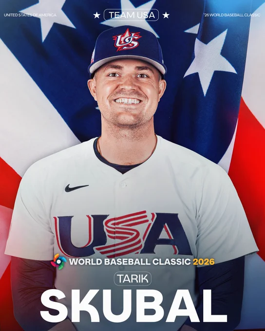 2026 World Baseball Classic Announcement
Tarik Skubal - Team United States
Tarik Skubal wears a Team United States uniform and cap in front of a United States flag.