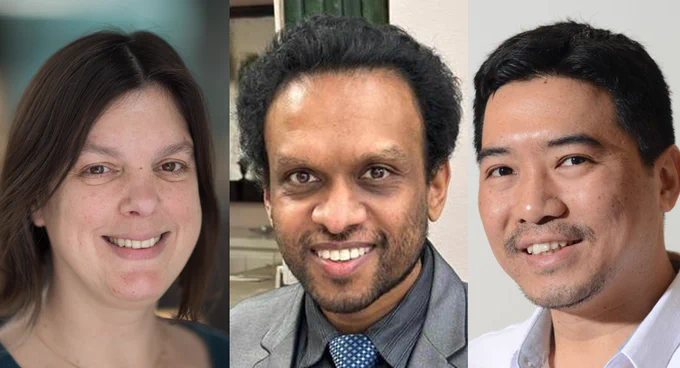 Portrait images of Prof Nicole Zitzmann, Dr Bevin Gangadharan and Dr Yohan Arman