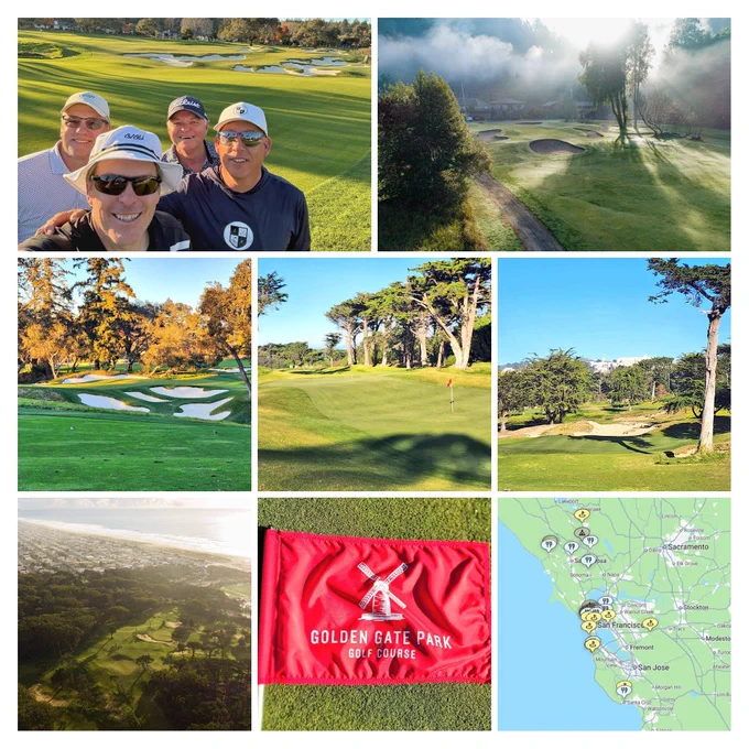 Collage of Northern California golf course images from Links Nation and The Fried Egg tours. 