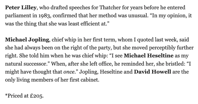 Extract of John Rentoul's write-up of the House of Lords launch of the Elgar Companion to Margaret Thatcher.