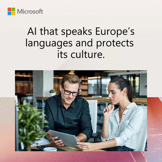 Text reads: "AI that speaks Europe's languages and protects its culture."