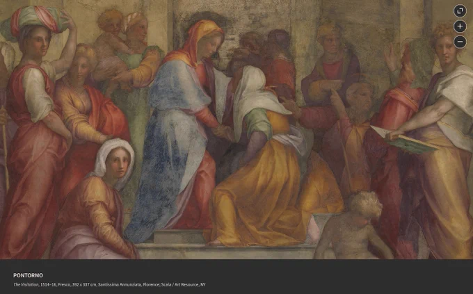 PONTORMO
The Visitation (detail), 1514–16, Fresco, 392 x 337 cm, Santissima Annunziata, Florence; Scala / Art Resource, NY