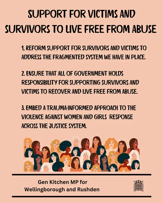 Support for victims and survivors to live free from abuse

1, Reform support for survivors and victims to address the fragmented system we have in place.

2. Ensure that all of government holds responsibility for supporting survivors and victims to recover and live free from abuse.

3. Embed a trauma-informed approach to the violence against women and girls  response across the justice system.