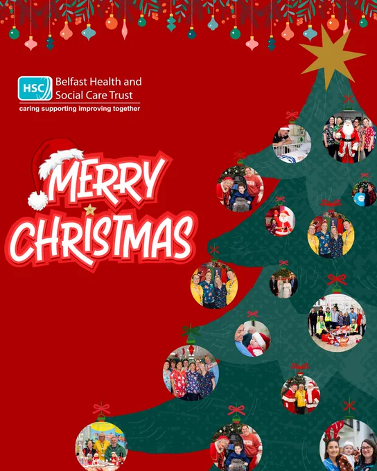 Christmas graphic with images of our staff and patients throughout the year and text "Merry Christmas".