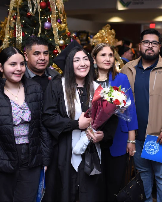 College graduate with family