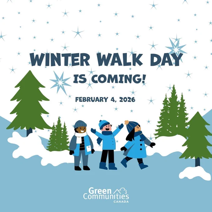A graphic showing three children who are enjoying the winter. Above them, text reads “Winter Walk Day is Coming! February 4, 2026
