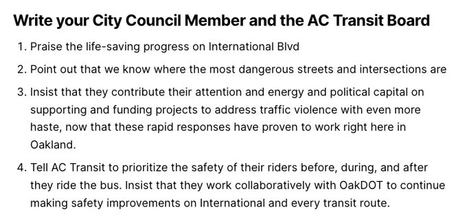 Write your City Council Member and the AC Transit Board