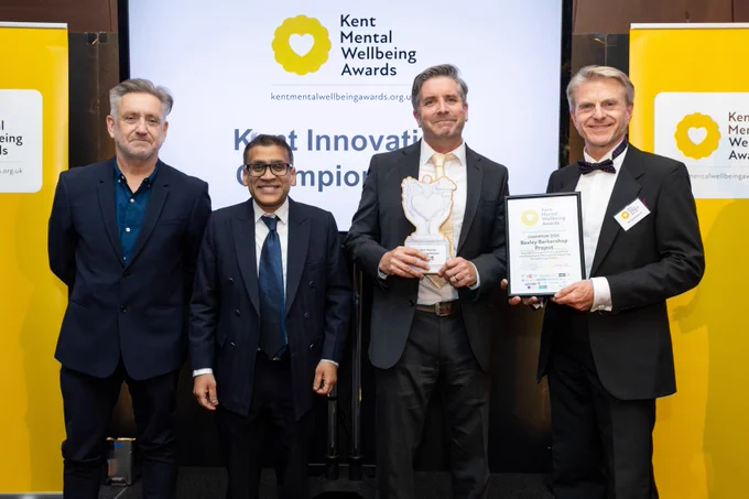 Pictured (L-R) are Stuart Clack from Grain LNG, our VIP speaker Dr Kush Kanodia, Mnd in Bexley CEO Dr David Palmer, and Mark Hudson Peacock from Mantara Health