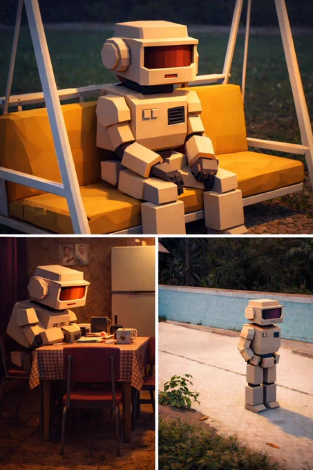 pablo escobar waiting meme, but a robot