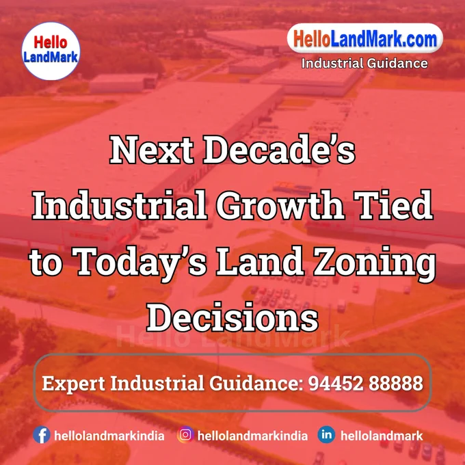 Urban planners, policymakers, and industry experts are increasingly emphasizing that the industrial growth trajectory for the next decade is being shaped by land zoning decisions made today.

𝐏𝐥𝐞𝐚𝐬𝐞 𝐅𝐨𝐥𝐥𝐨𝐰 & 𝐒𝐡𝐚𝐫𝐞 -𝐇𝐋𝐌 𝐓𝐨𝐮𝐫 𝐨𝐧 𝐒𝐨𝐜𝐢𝐚𝐥 𝐌𝐞𝐝𝐢𝐚 𝐏𝐚𝐠𝐞𝐬:

📞 𝗖𝗮𝗹𝗹 𝘂𝘀 𝘁𝗼𝗱𝗮𝘆: 94 45 28 88 88
🌐 𝗪𝗲𝗯𝘀𝗶𝘁𝗲: https://hellolandmark.com/i-news/
📧 𝗘𝗺𝗮𝗶𝗹 𝗜𝗗: hello@hellolandmark.com
👉 𝗙𝗮𝗰𝗲𝗯𝗼𝗼𝗸: https://www.facebook.com/hellolandmarkindia
👉 𝗜𝗻𝘀𝘁𝗮𝗴𝗿𝗮𝗺: https://www.instagram.com/hellolandmarkindia
👉 𝗟𝗶𝗻𝗸𝗲𝗱𝗜𝗻: https://www.linkedin.com/in/hellolandmark
👉 𝗧𝘄𝗶𝘁𝘁𝗲𝗿/𝗫: https://x.com/hellolandmark
👉 𝗧𝗲𝗹𝗲𝗴𝗿𝗮𝗺: https://t.me/HelloLandMark
👉 𝗪𝗵𝗮𝘁𝘀𝗔𝗽𝗽: https://wa.me/919445288888
👉 𝗪𝗖: https://whatsapp.com/channel/0029VauMMIg59PwPcdSU6u0R
