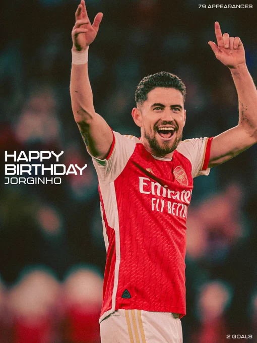 A graphic showing an image of Jorginho with text that reads: 'Happy birthday Jorginho'