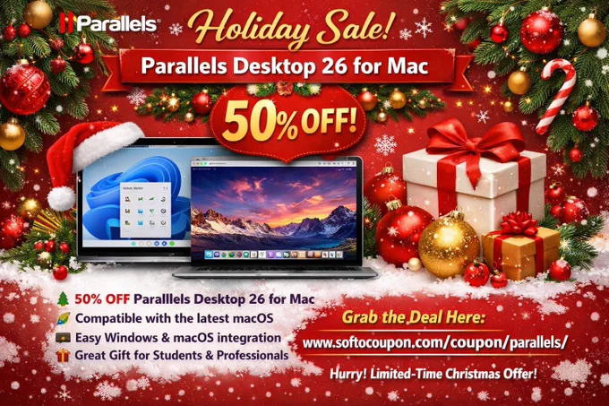 50% Off Parallels Desktop for MAC discount codes and Christmas 2025 deals