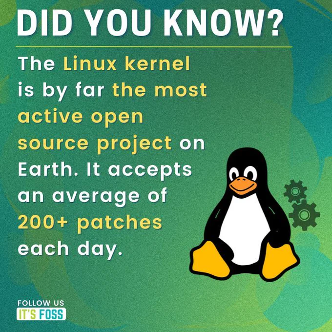 Did you know?

The Linux kernel is by far the most active open source project on Earth. It accepts an average of 200  patches each day.