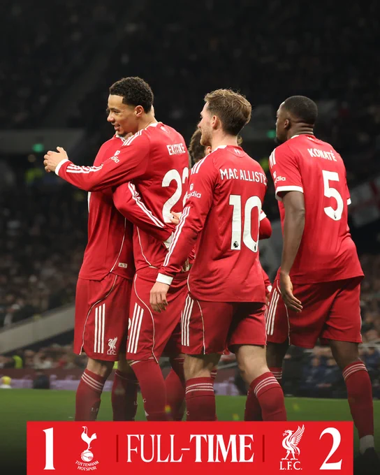 Full-time: Spurs 1-2 Liverpool.