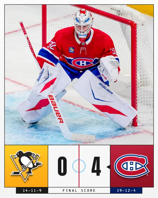 Final score: Canadiens defeat Penguins 4-0