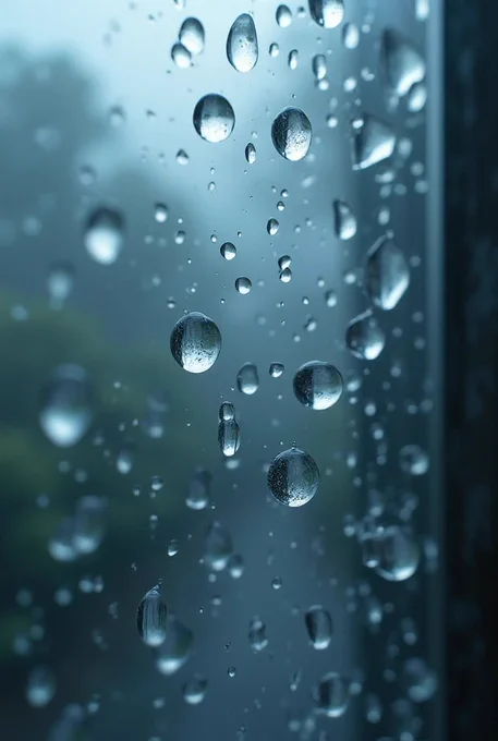 Water droplets on the glass window 