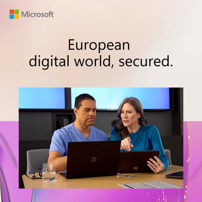 Text reads: "European digital world, secured."