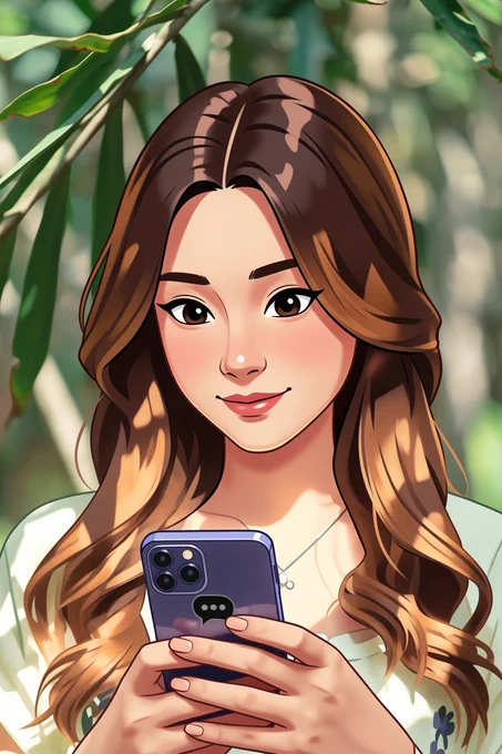 Anime watercolor image of girl using ChatMobs “Chat Where You’re At” feature to chat with other users nearby.