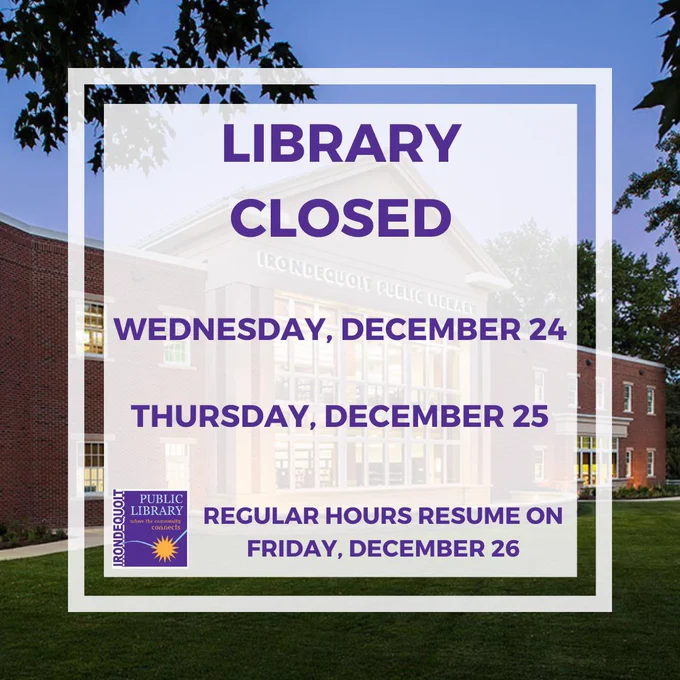 Library Closed

Wednesday, December 24
Thursday, December 25

Regular Hours Resume on Friday, December 26