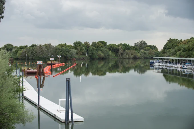The metal fish barrier for the Georgiana Slough in the activated position on March 27th, 2014 in Walnut Grove, Calif.

