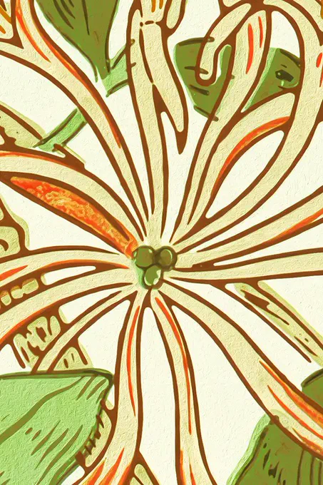 Close up of Download Artwork's Honeysuckle by William Morris.