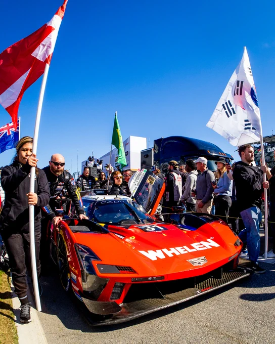 The No.31 Whelen Cadillac pushed to the grid before the start of the Rolex 24 at DAYTONA
