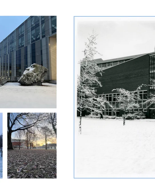 Archive and recent photos of snowy campus 