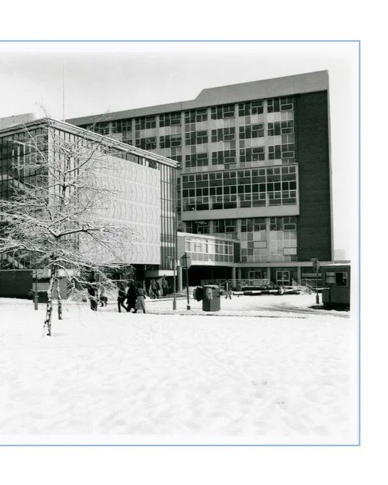 Archive and recent photos of snowy campus 