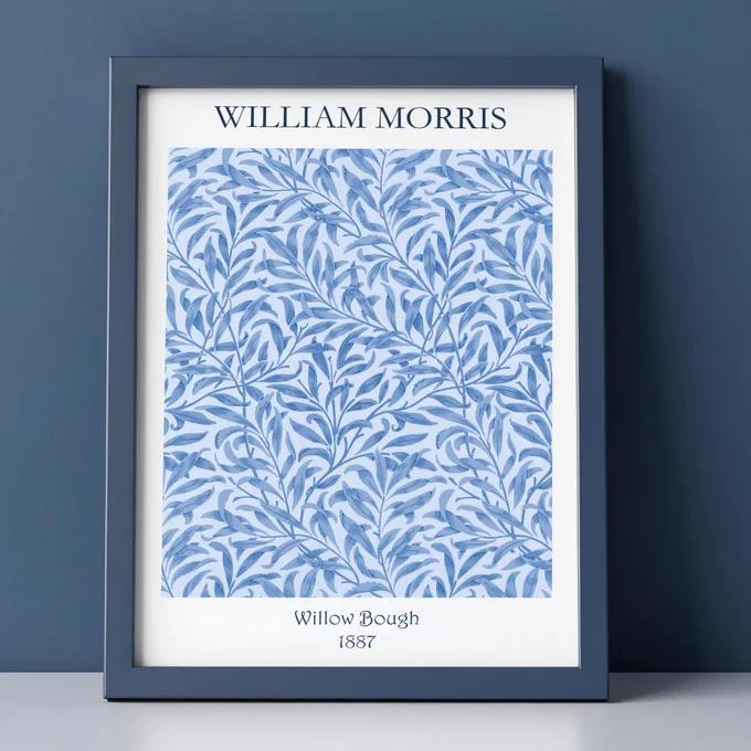 William Morris Willow Bough Print in a calming blue. Available as printable artwork from downloadartwork.com