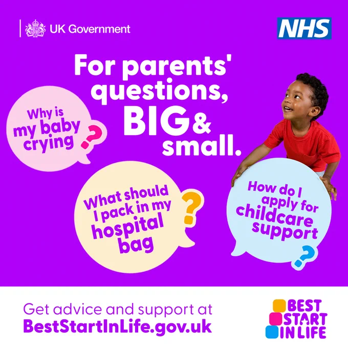 A child is sat on the floor . Text overlay includes 'For parents' questions, BIG & small'